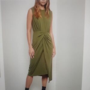 Derek Lam 10 Crosby Landry Twist Wrap Detail Midi T-Shirt Dress Size XXL